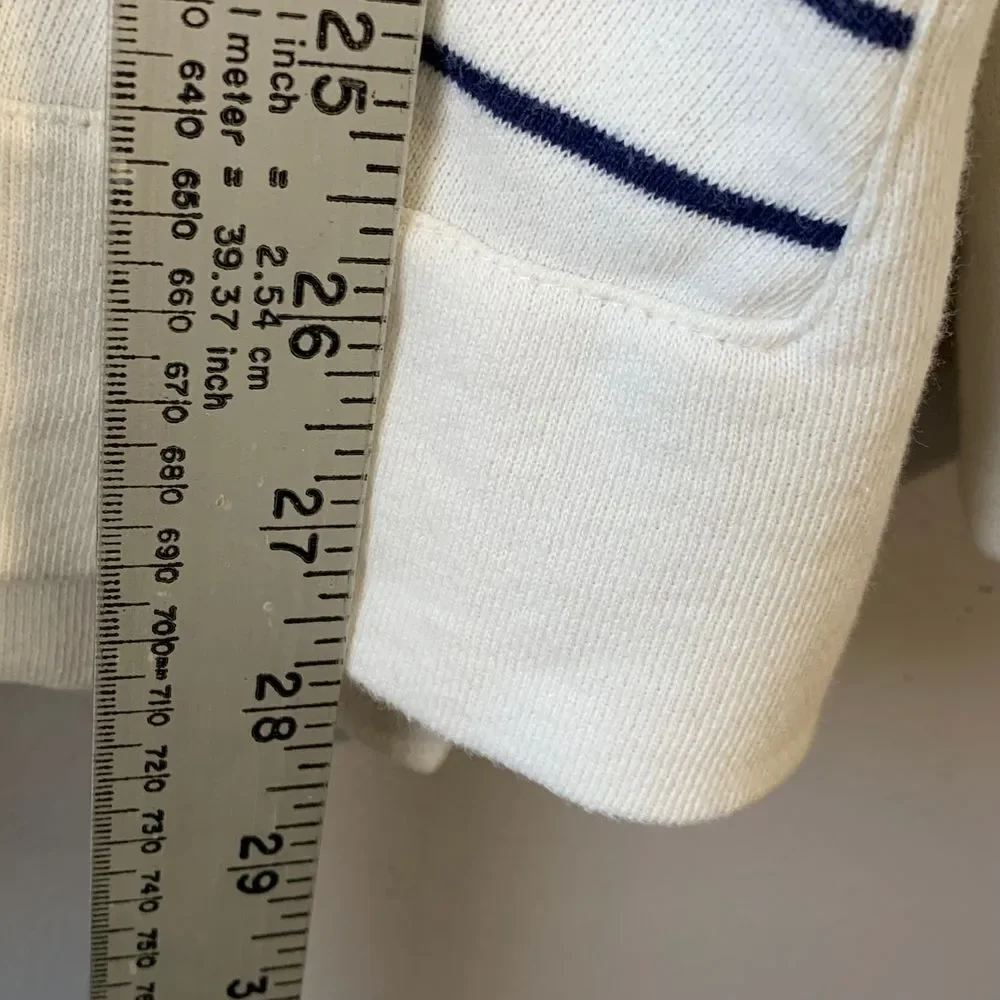 J. Crew‎ University Terry v-neck polo shirt in navy/winter white. Size XL
